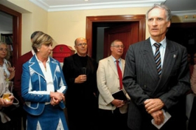 Generalsekret�r Margith Pedersen, pastor Karsten Erbs, biskop Erik Norman Svendsen og kirkeminister Bertel Haarder.