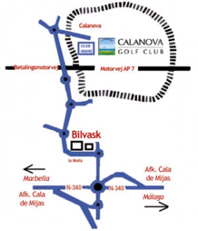 Tag afk�relsen La Cala de Mijas N-340. Efter La Noria drejer man til venstre i rundk�relsen. F�lg derefter skiltene.