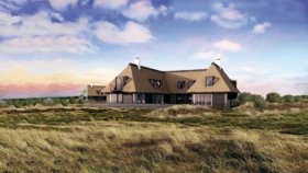 Klitg�rden i Skagen er holdt i sortmalet tr� og har som de historiske klitg�rde langs vestkysten str�tag.
