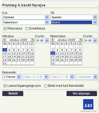 Bestilling af flybilletter med SAS er nemmere nu