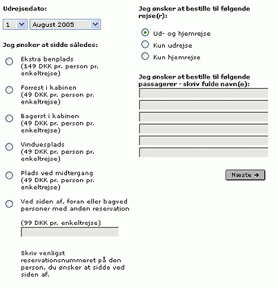 Online bestilling af s�rlig placering p� Sterlings fly